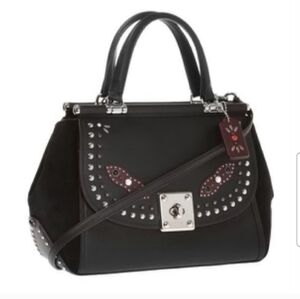 Coach Western Rivet Drifter Caryall Bag Black Leather Dowl Zip Top Turnlock NWT